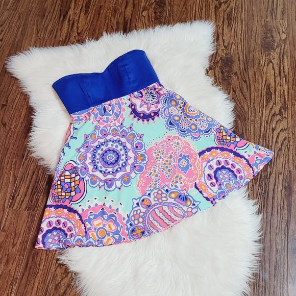 Judith March Dresses & Skirts - Judith March Strapless Mini Dress Fit Flare Sweetheart Neckline NEW Multicolor